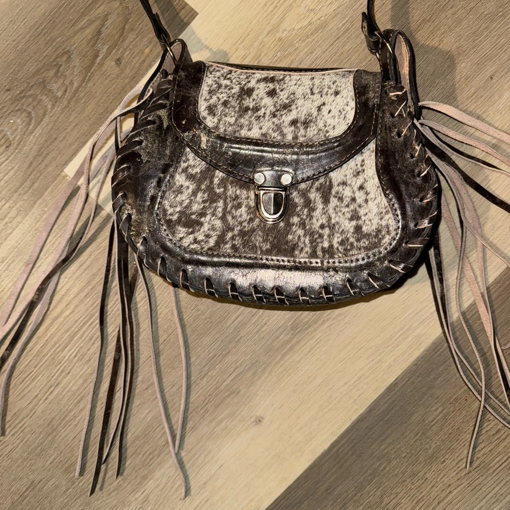Cowhide Leather Fringe Bag
